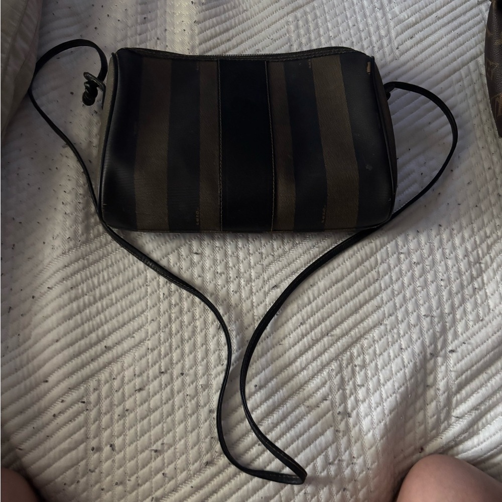 Fendi Black Leather Bag with Gold Accents